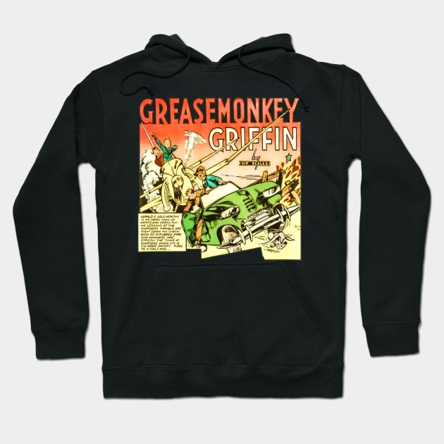 Grease Monkey Griffin Plane Airplane Automobile Green Beautiful Woman Comic Hoodie by REVISTANGO